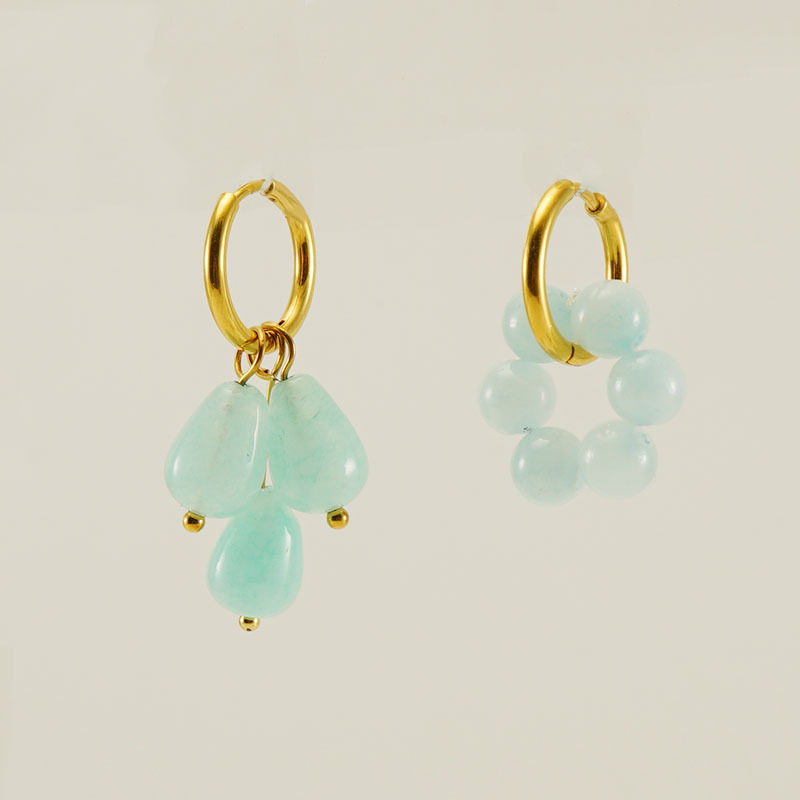 Cross-Border Nuevo 2023 de acero inoxidable 18K chapado en oro Pavo Real pendientes de piedra natural pendientes retro pendientes simples