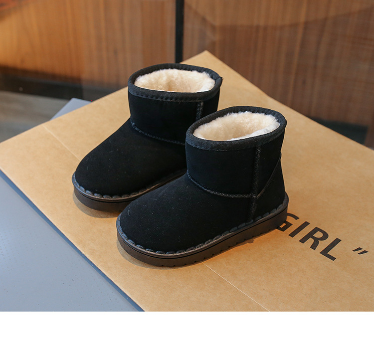Winter New Children's Shoes Children's 1-16 Year Old Solid Soft Sole Snow Boots Girls' One Step Plush Warm Cotton Shoes_voghion.com