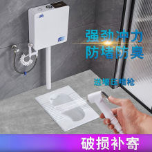 家用陶瓷蹲便器冲水箱整套装卫生间大便器便池厕所蹲坑式防臭便盆