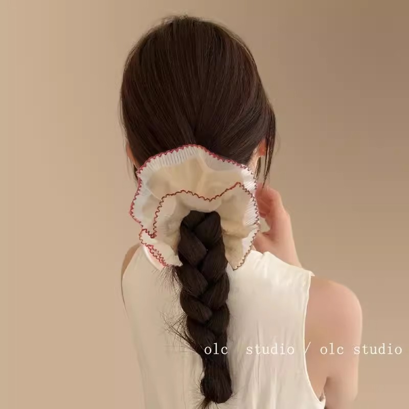 フレンチスイート〜レースヘアゴムニッチデザイン二層レースヘアロープ女の子多用途ヘアアクセサリー|undefined