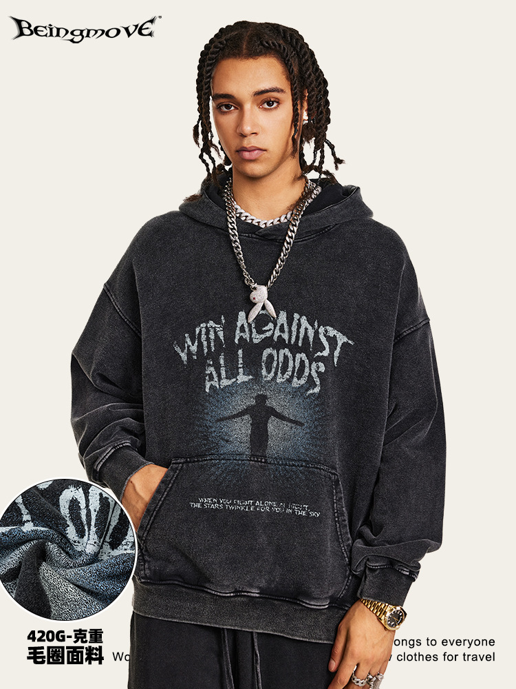 2025 otoño de Europa y los Estados Unidos viento oscuro lavado sucio hacer viejos retratos de impresión de gran tamaño chaqueta de moda masculina otoño invierno al por mayor transfronterizo