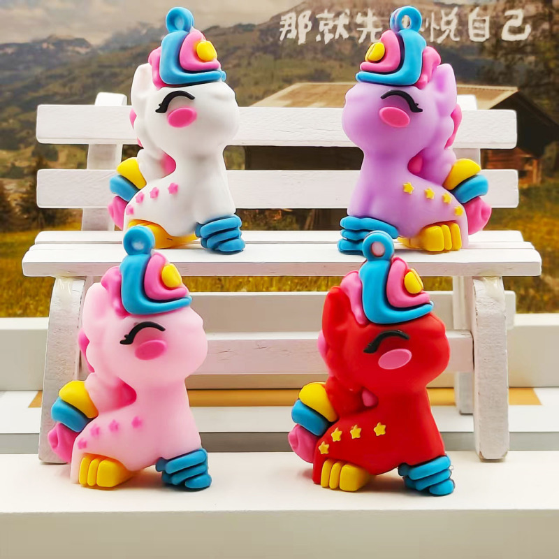 Year of the Horse Cute Colorful Horse Unicorn DIY Keychain Pvc Soft Plastic Bag Backpack Pendant Doll Pendant Accessories Year of the Horse Cute Colorful Horse Unicorn DIY Keychain Pvc Soft Plastic Bag Backpack Pendant Doll Pendant Accessories