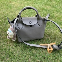 法国龙骧小羊皮单肩斜跨手提包休闲时尚女包短柄手提包mini饺子包