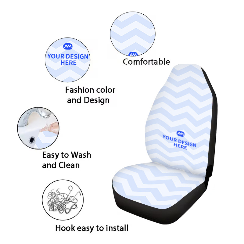Cross-border bestseller Amazon TEMU urgent purchase car seat covers, universal front seat covers with printed heat transfer design, full-cover car seat covers
