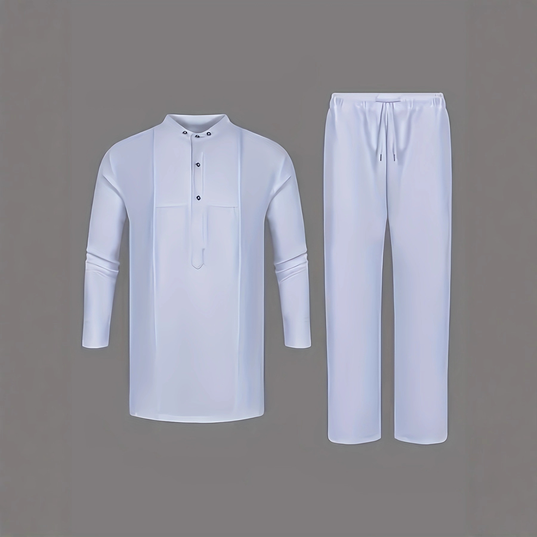 Ensemble vestimentaire pour homme d'inspiration modeste – Chemise élégante à boutons de style ethnique avec broderie traditionnelle, à la fois sobre et stylée pour les occasions spéciales_voghion.com