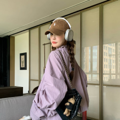 今年流行紫色冲锋衣外套女早秋2025新款百搭休闲风显瘦工装裤套装