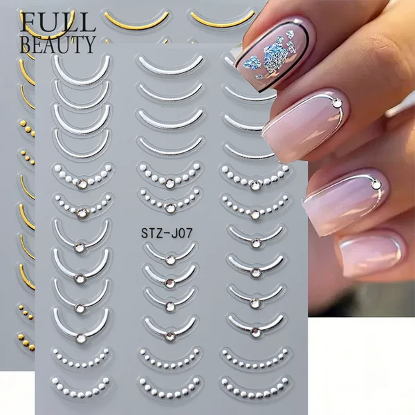 Cross-border new craft nail stickers wholesale ins relief three-dimensional 5D advanced crystal diamond French stickers nail stickers