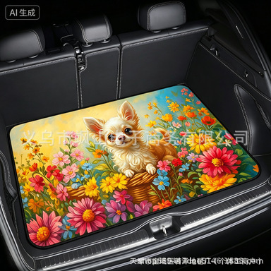 Hot-Selling Car Pod Trunk Mat Cartoon Leopard Print Rainbow Owl Non-Slip Stain-Resistant Crystal Velvet Universal Floor Mat