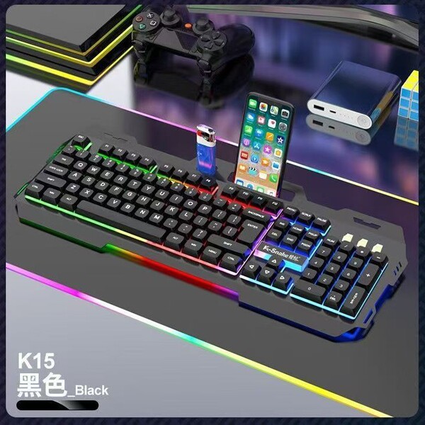 KM520 mechanical feel keyboard mouse set light -emitting metal panel…