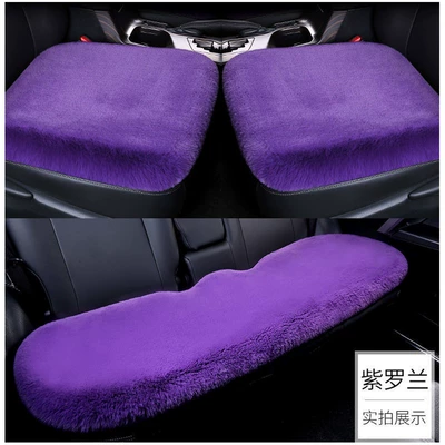 Winter Car Seat Cushion Three-Piece Set Without Backrest Single-Piece Seat Cushion Winter Car Warm Rabbit Plush Short Plush Cushion (Seat cushion, seat cover) - velvet-encryption-violet-4545cm-front-seat
