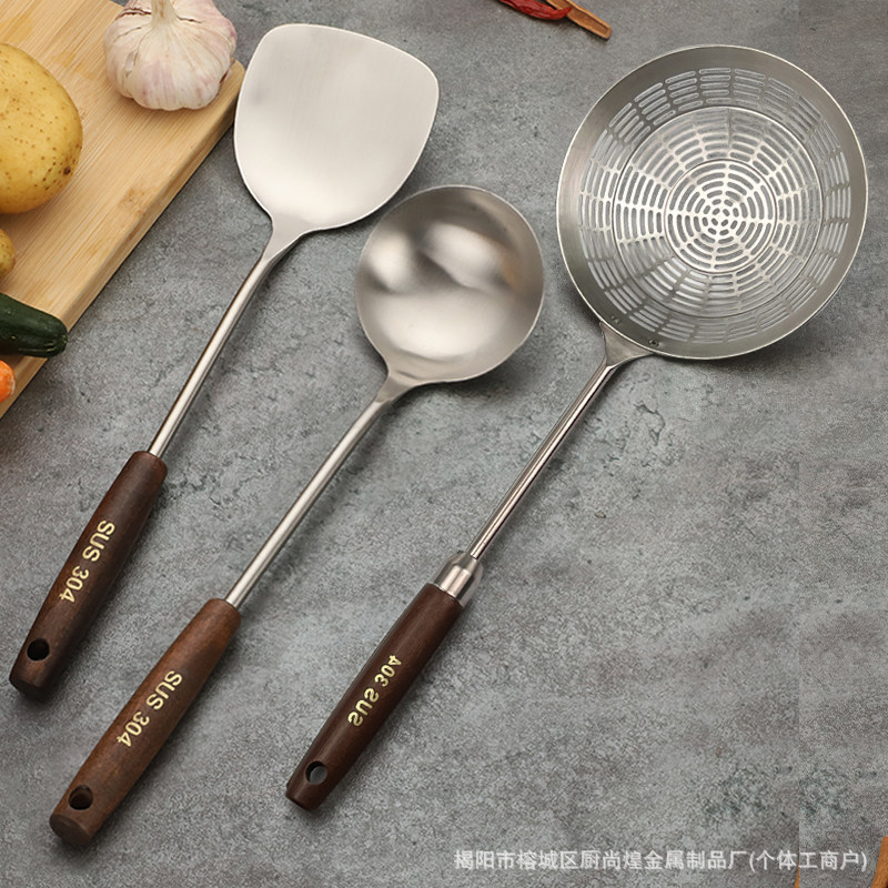 304 acero inoxidable frito pala de hierro cocina cocina cocina cocina hogar set especial para cocinero