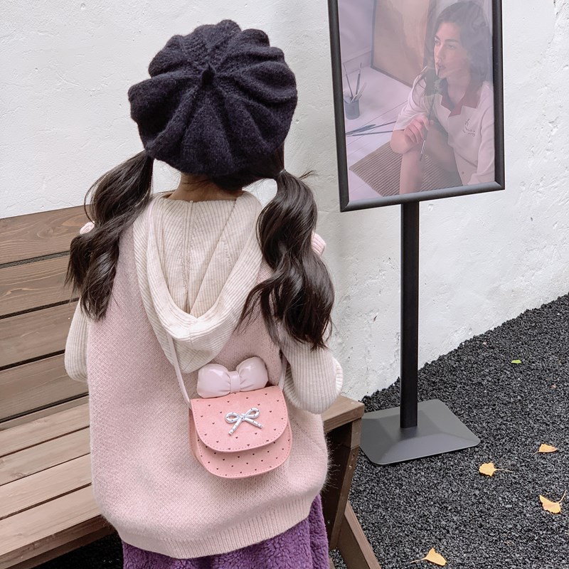 Exquisita mini niñas bolsos de hombro lindos arcos bebés padres e hijos mochilas onduladas de moda bolsos para niños