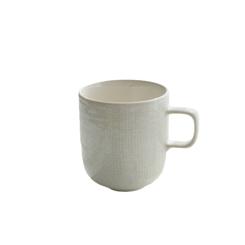 LZ simple tela de lino cerámica cubierta taza de café taza de café taza de desayuno retro nórdica taza de café