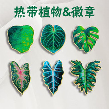 龟背叶绿植金属胸针书包装饰品衣服装饰清新甜美荷叶树叶造型徽章