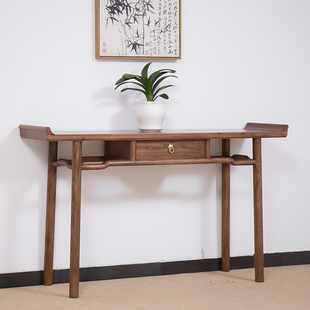 New Chinese-Style Solid Wood Console Table for Wall-Mounted Entrance, Altar Table, Home-Use Buddhist Altar, Entryway Console Table, Antique-Style Side Table