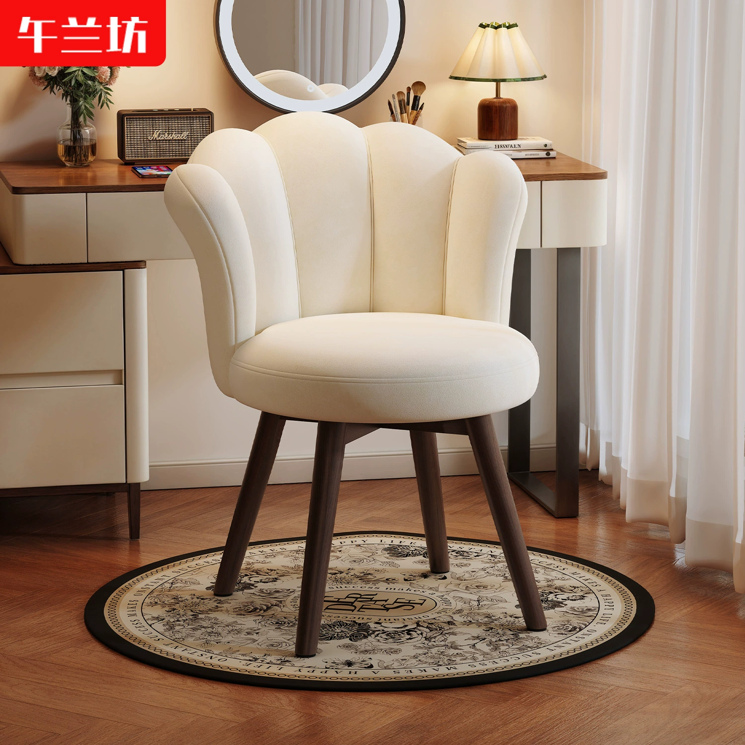 Косметическое кресло для девочек спальня главная спальня сетка красная туалетная скамья лепестки кресло простой из массива дерева ноги вращающееся спинка кресло для макияжа