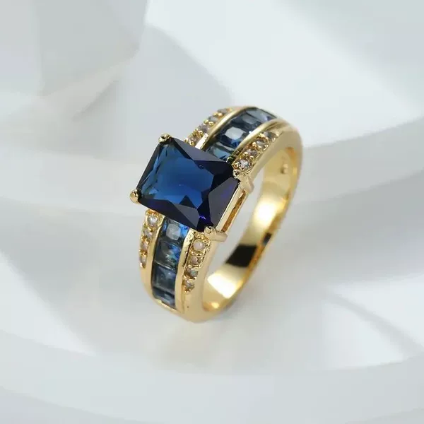 Huajie Wish Cross-Border Hot-Selling New Versatile Ring European and American Women's Retro Simple Blue Fashion Ring for Women