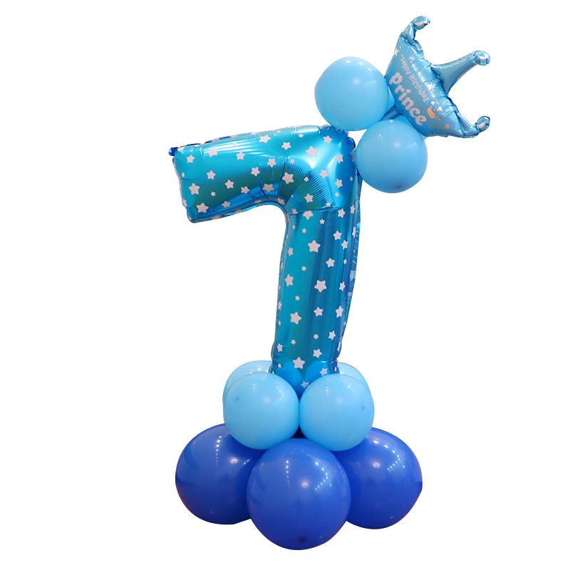 0-9 cumpleaños digital globo columna bebé un mes de edad diseño carretera globo fiesta decoración corona película de aluminio