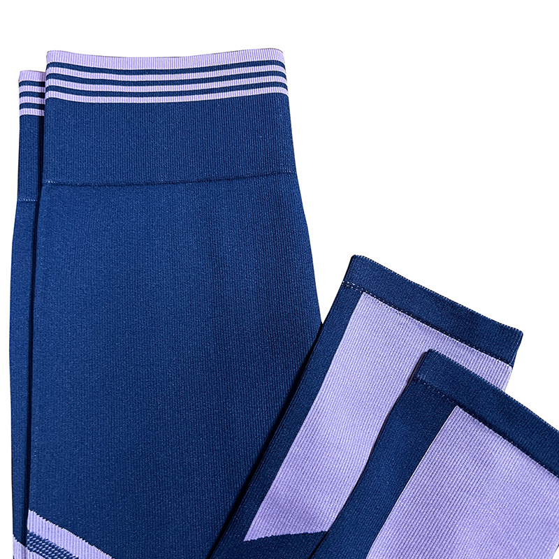 夏季新款撞色无缝瑜伽服裸感运动文胸跑步提臀瑜伽裤显瘦健身套装