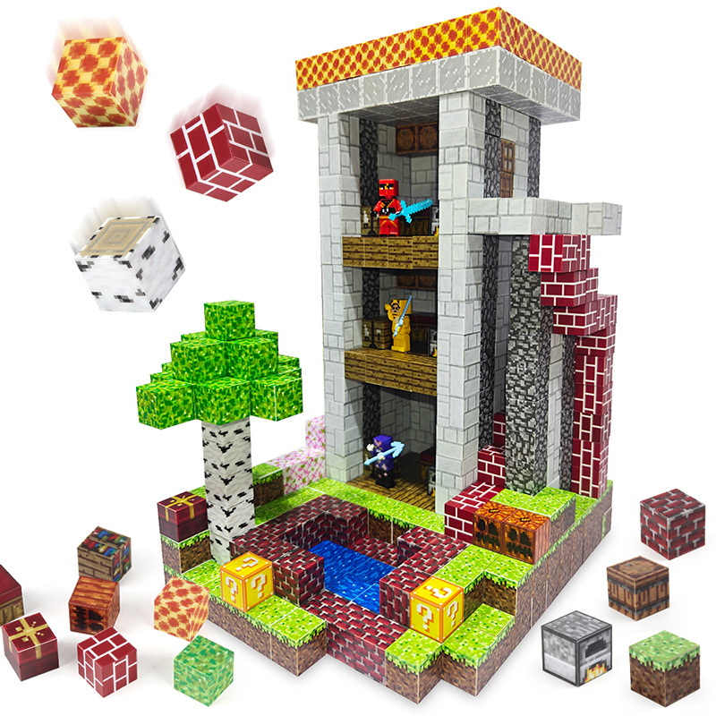 Transfronterizos mini-mundo de bloques de construcción magnéticos mini puzzle de construcción magnética de bloques de construcción magnéticos juguetes de almacenamiento caja