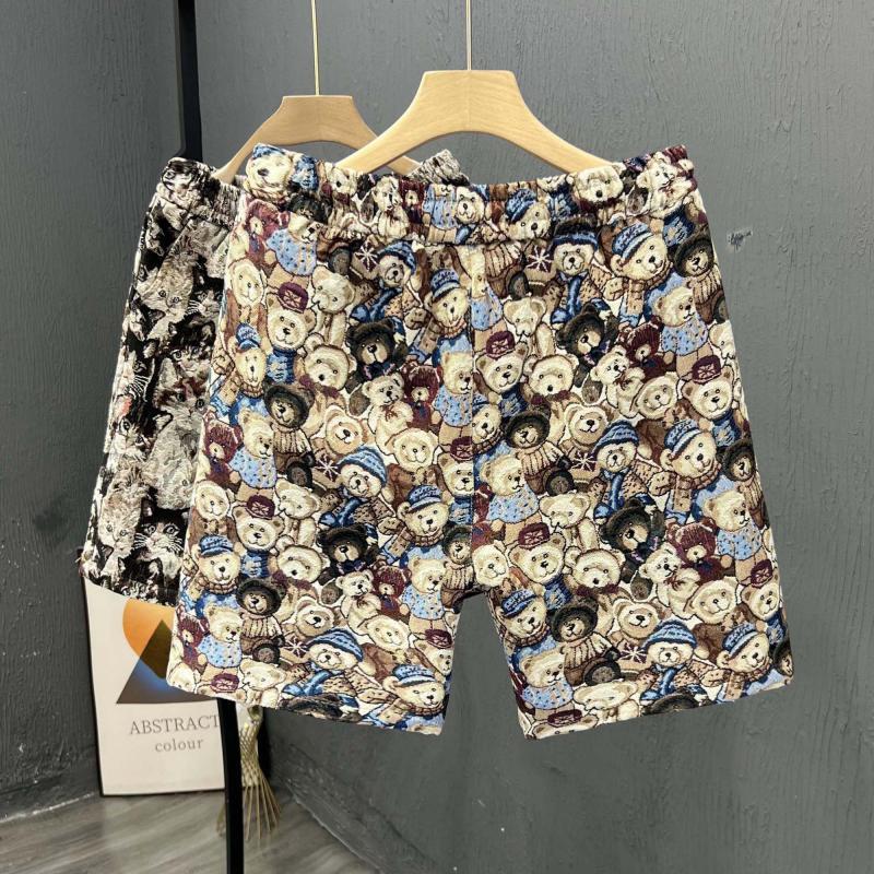 Men's Summer Casual Shorts With Bear Print, 5-Inch Inseam Lightweight Athletic Beach Shorts For Lounge And Outdoor_viptrois.com