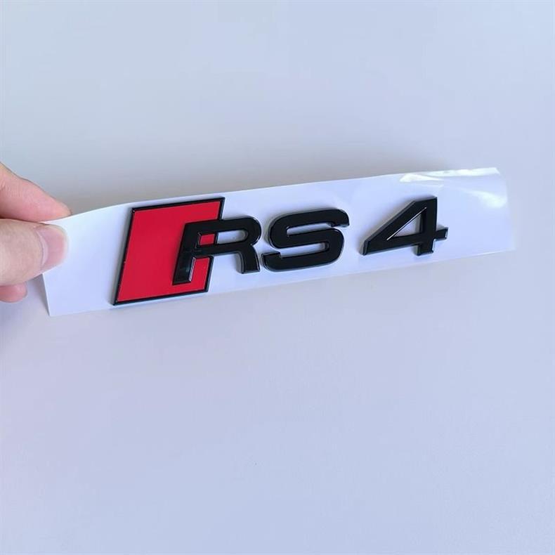 Audi A4L modified with RS4 black emblems, S3 four-ring front emblems, Sline side emblems, and S4 sport rear emblems, all made with original factory materials