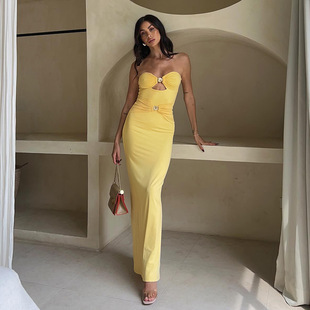 YJ25129DGO�¿�羳Ĩ��ȹһ�ּ�ƴ�ӽ�����ɫ�����ȼ������B��ȹ