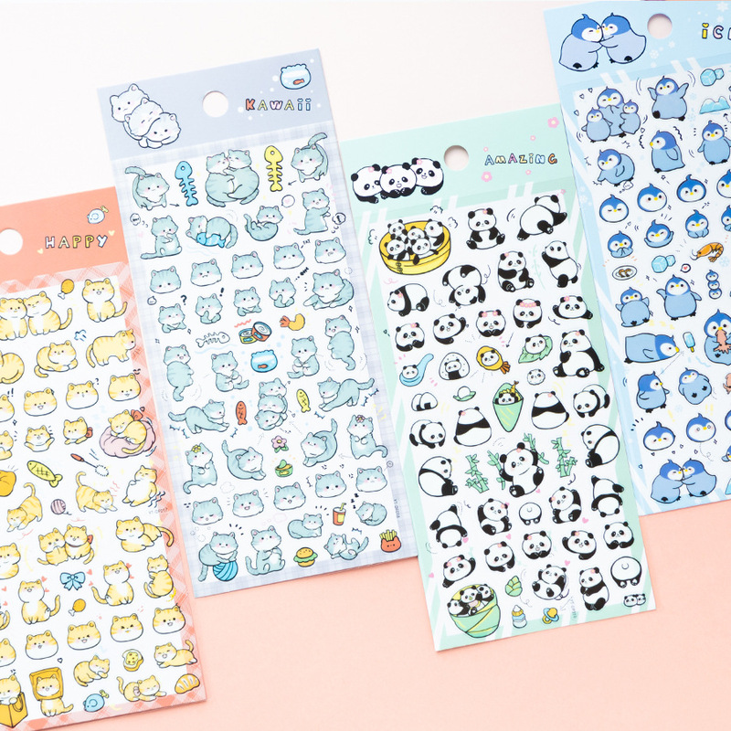 かわいい動物の手の漫画のシールの小脳の斧のパンダの猫の犬の子供の手の装飾の携帯電話のアルバムは貼ります|undefined