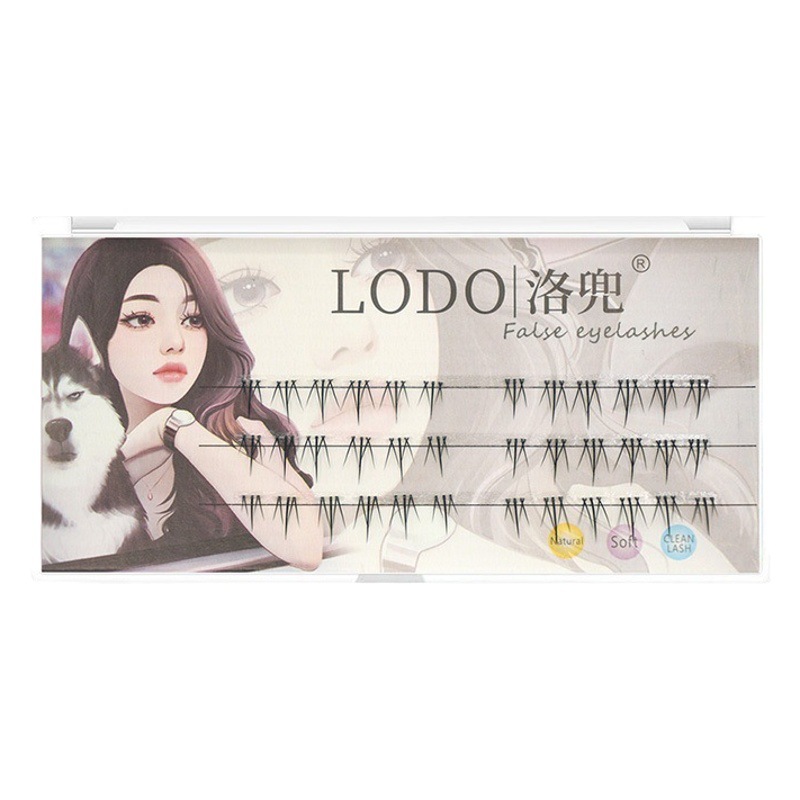 LODO pequeñas pestañas de llama pestañas postizas hembra simulación natural segmentado solo racimo transparente pestañas de tallo suave