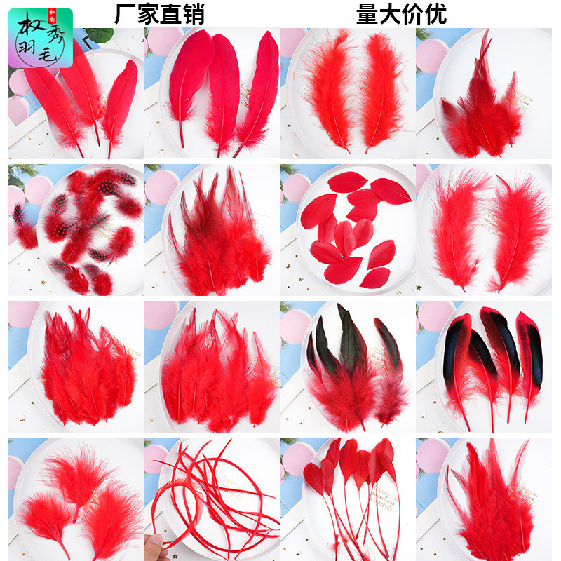 57个款厂家现货供应大红色羽毛 diy饰品配件服装工艺品装饰材料