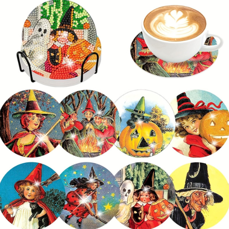 Personalizada taza de pintura de diamante transfronteriza almohadilla de taza de diamante redonda almohadilla mandala perimetral de pintura de diamante DIY