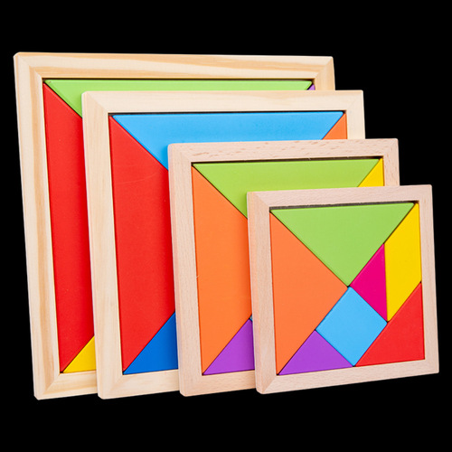 Tangram children's intellectual early education jigsaw puzzle logical thinking parent-child interactive wooden educational toy