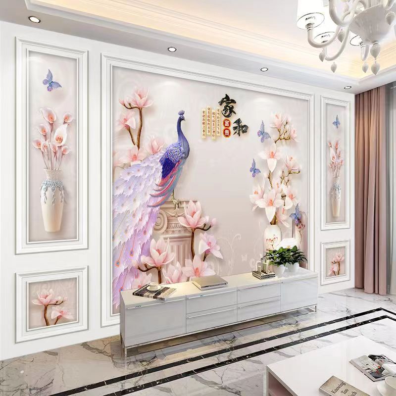 3d北欧电视背景墙布5d网红客厅卧室装饰墙画8d立体现代影视墙壁纸|undefined