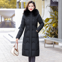 绣花羽绒棉服女24新款冬季长款过膝加厚棉衣韩版修身显瘦棉袄外套