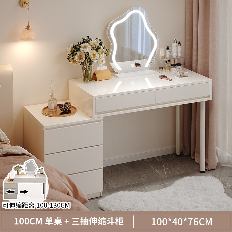 [싱글 테이블] 100CM 테이블 + LED 거울 + 3단 서랍장✓✓