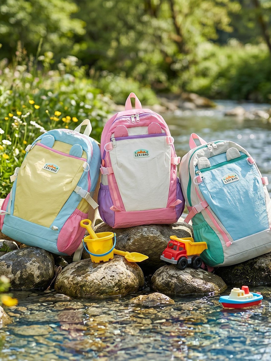2026 New Children's Color-Block Backpack, Elementary School Bag, Lightweight Waterproof Small Backpack for Boys and Girls for Outdoor Travel