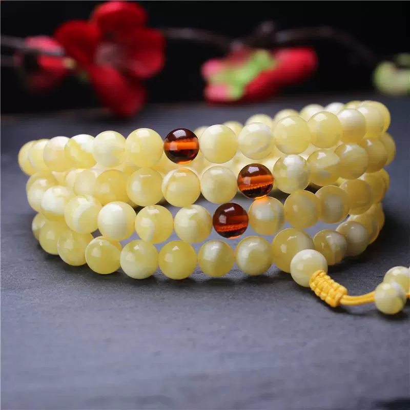 Второе поколение пчелиный воск русский золотой витой белый пчелиный воск 6 7mm108 бусины браслет ожерелье Свитер Цепочка фарфор белый воск браслет