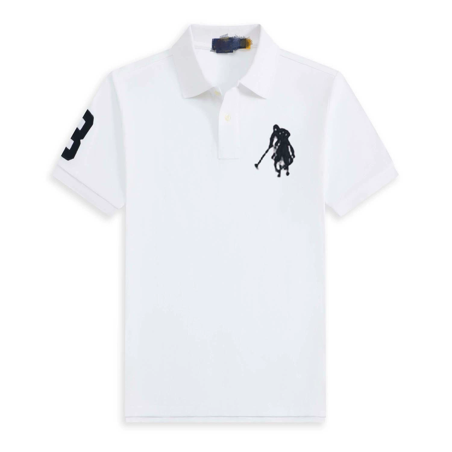 Летний классический цветной хлопковый polo с высоким воротником, оверсайз, с вышивкой