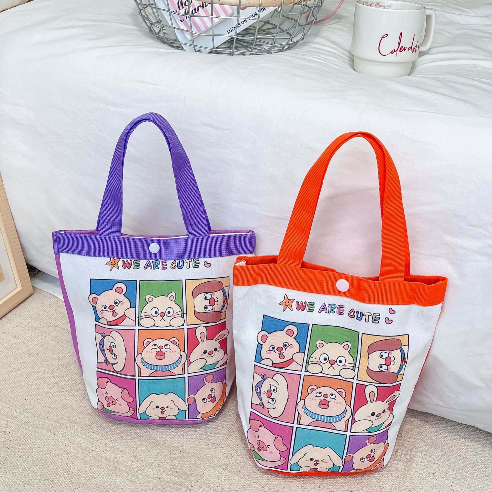 六一伴手礼手提礼品袋卡通周岁生日儿童学生幼儿园帆布饭盒便当包