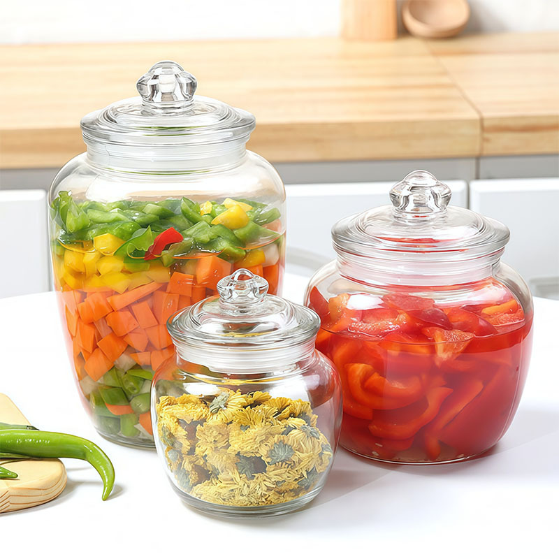 Fábrica directa botella de vidrio transparente sellado latas de almacenamiento de alimentos domésticos granos maceta de té maceta de pickles maceta de pickles