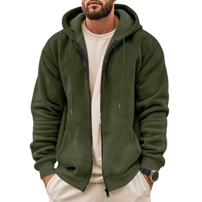 Transfronterizo TK hombre super suave compuesto de vello de moda casual cremallera cardigan Europa y América Amazon chaqueta con capuz suéter hombre