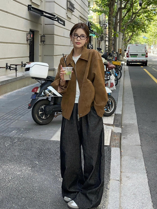 美式复古麂皮绒厚外套女秋季2025新款宽松休闲百搭巨好看夹克|undefined