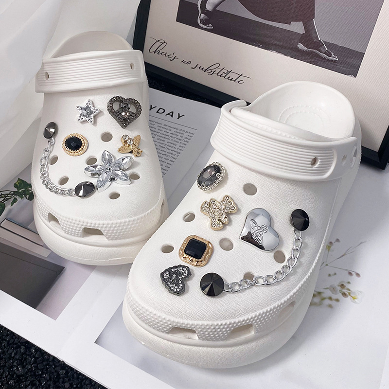 Croc Shoes DIY Shoe Flowers High-End Metal Chain Diamond Jewelry Decorative Accessories Buckle Stereo Removable Shoe Buckle
