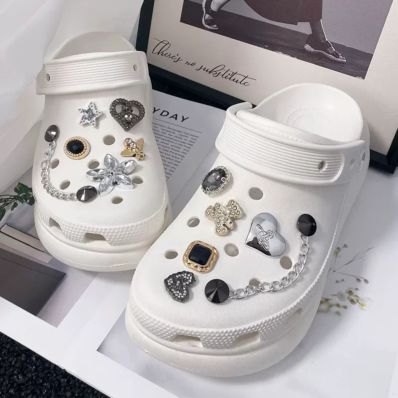 洞洞鞋DIY鞋花高级感金属链条镶钻饰品装饰配件扣立体可拆卸鞋扣