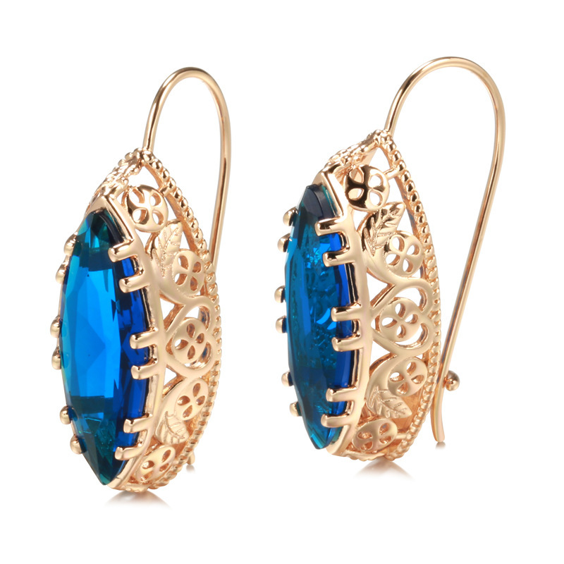 Transfronterizo caliente nueva moda hueco trébol de cuatro hojas patrón en forma de corazón Ojo de caballo joya COLLAR COLGANTE pendientes traje