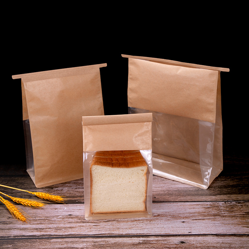 一次性纸袋鲜烤吐司包装袋450克卷边铁丝封口烘焙面包土司袋250g