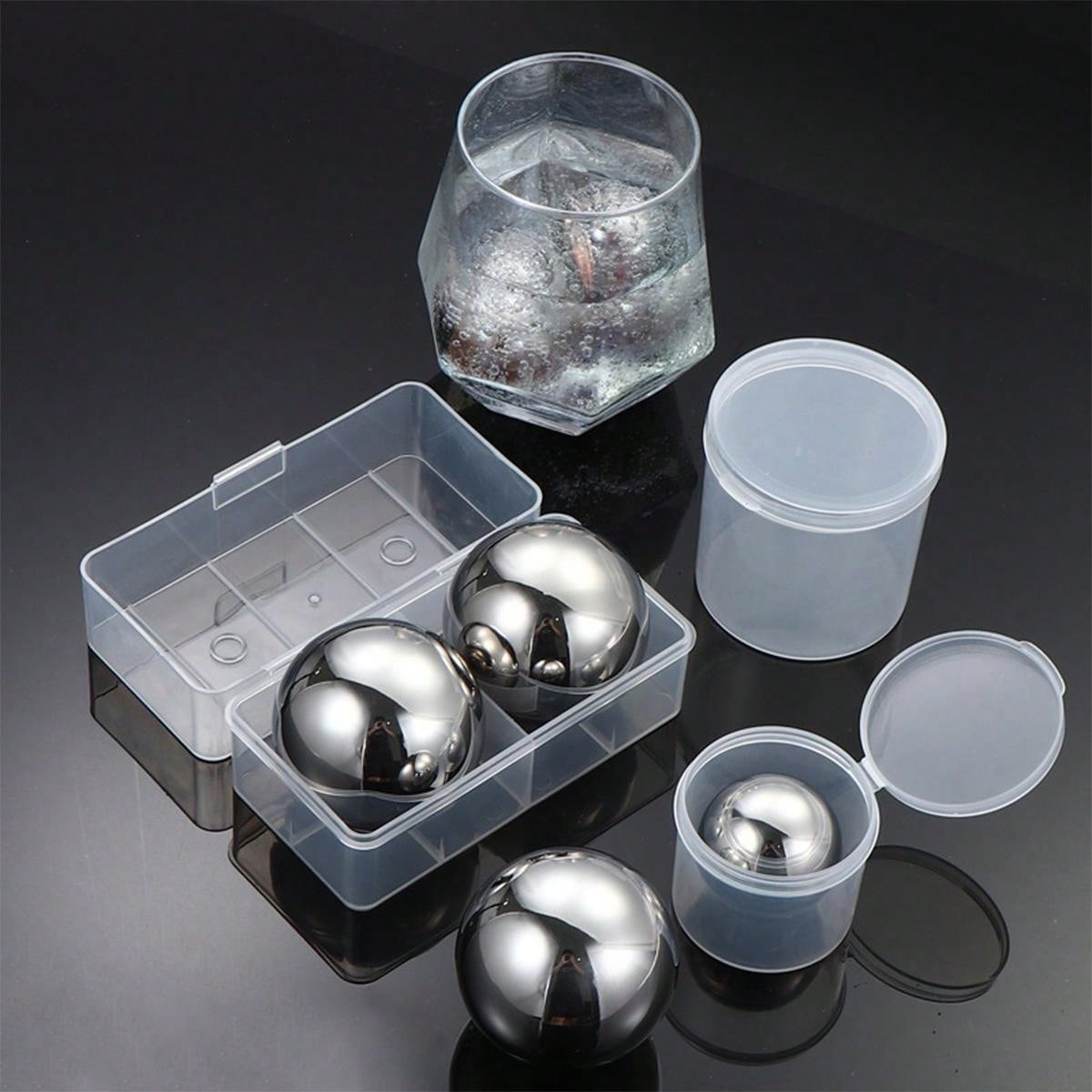 Factory direct supply of whiskey stainless steel 304 metal large round ice balls for drinks, coffee, milk tea, quick freezing ice
