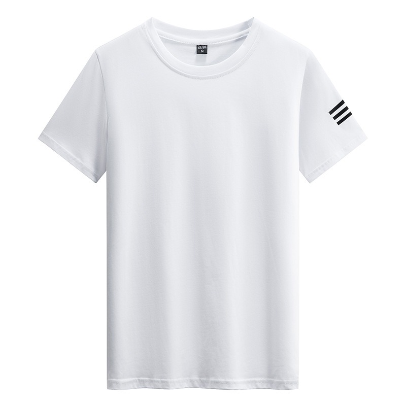 Summer thin silk solid sports T-shirt with a round collar