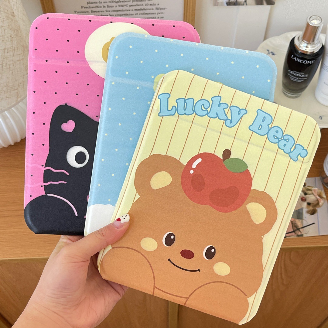 Lindo espejo de maquillaje plegable espejo de escritorio para estudiantes portátil dormitorio portátil portátil espejo de tocador portátil almacenamiento