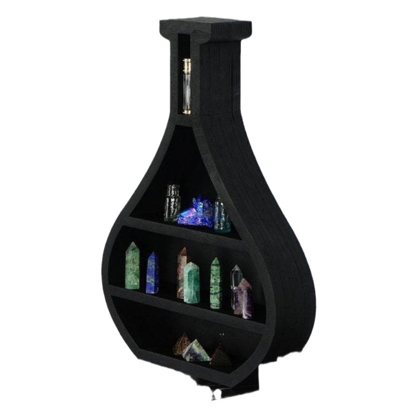 Gato en la luna de cristal de madera florero estante de cristal de madera adornos